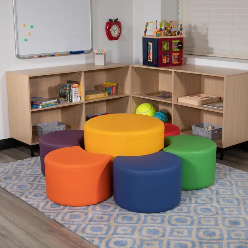 Flash Furniture Nicholas Flexible Learning Modular Soft Seating Circle Ottoman for Classrooms and Common Spaces