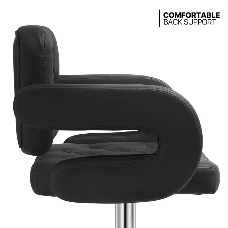 Brayden Studio® Greno Faux Leather Swivel Bar Stools, Adjustable Counter Height Barstools with Backrest and Armrest (Set of 2)