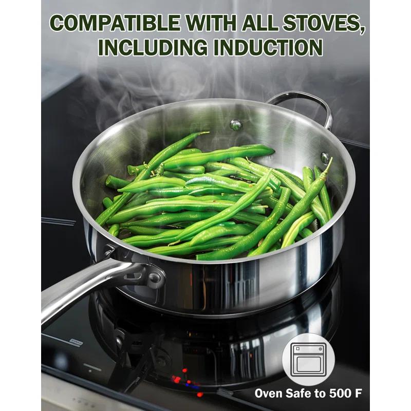 Cooks Standard Cooks Standard Classic 5 QT 11 inch Stainless Steel Saute Pan Frying Pan Skillet with Lid