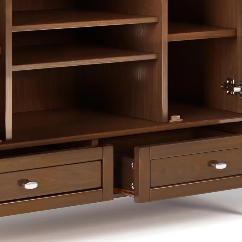 Simpli Home Warm Shaker 47"W Solid Wood TV Stand for TVs up to 55" with 2 Storage Cabinets and 2 Drawers