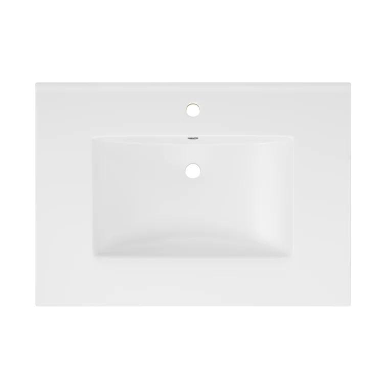Eridanus Dayton 31" W x 22" D Vitreous China Vanity Top Sink in White with Single Faucet Hole (Sink Only)