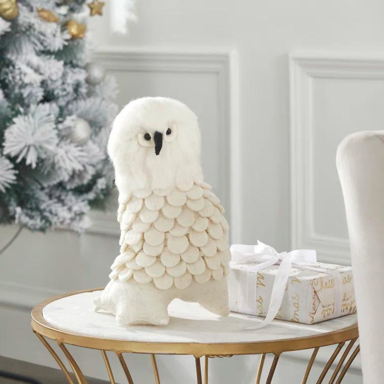 Arcadia Home Snowy Owl Handmade Hand Felted Wool Christmas Tree Topper