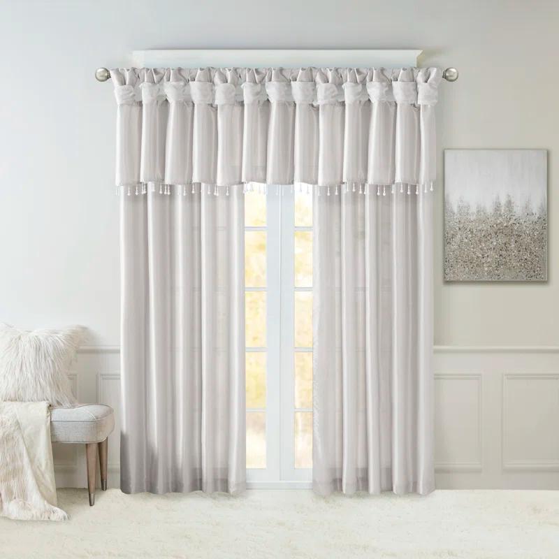 Madison Park Emilia Lightweight Faux Silk Single Valance with Beads