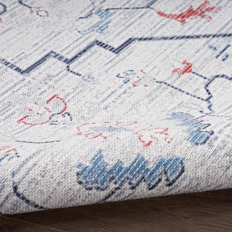 Bungalow Rose Oriental Machine Washable Area Rug in Gray