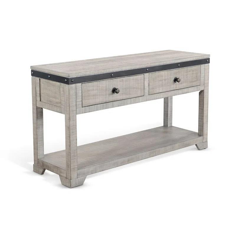 Benjara Nelly Sofa Table W Drawer, Shelf, 48 Inch, Black, Gray Mahogany Wood