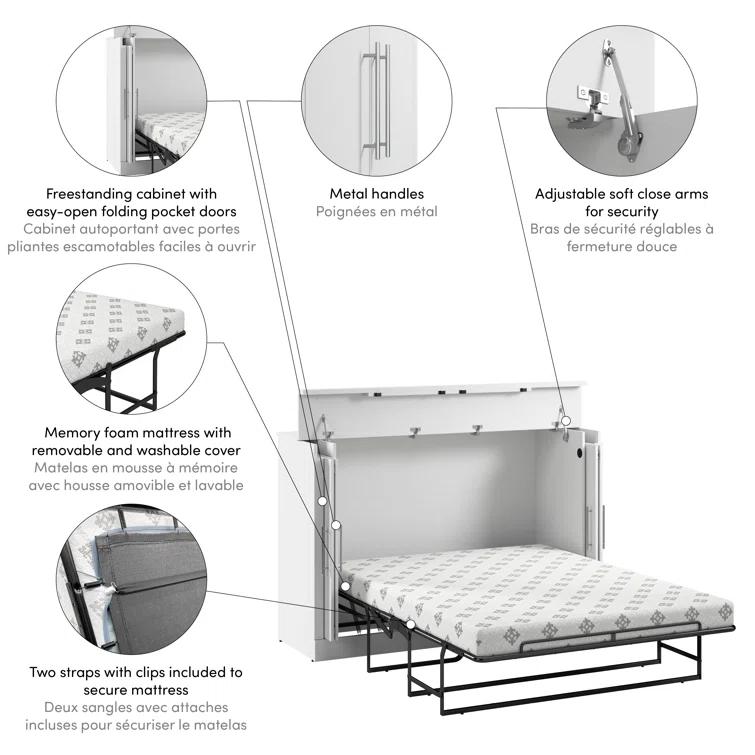 Bestar Murphy Cabinet Bed With Mattress