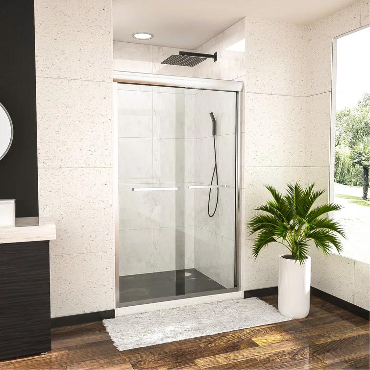 Shower Door 48" W X 76"H Semi-Frameless Bypass Sliding Shower Enclosure