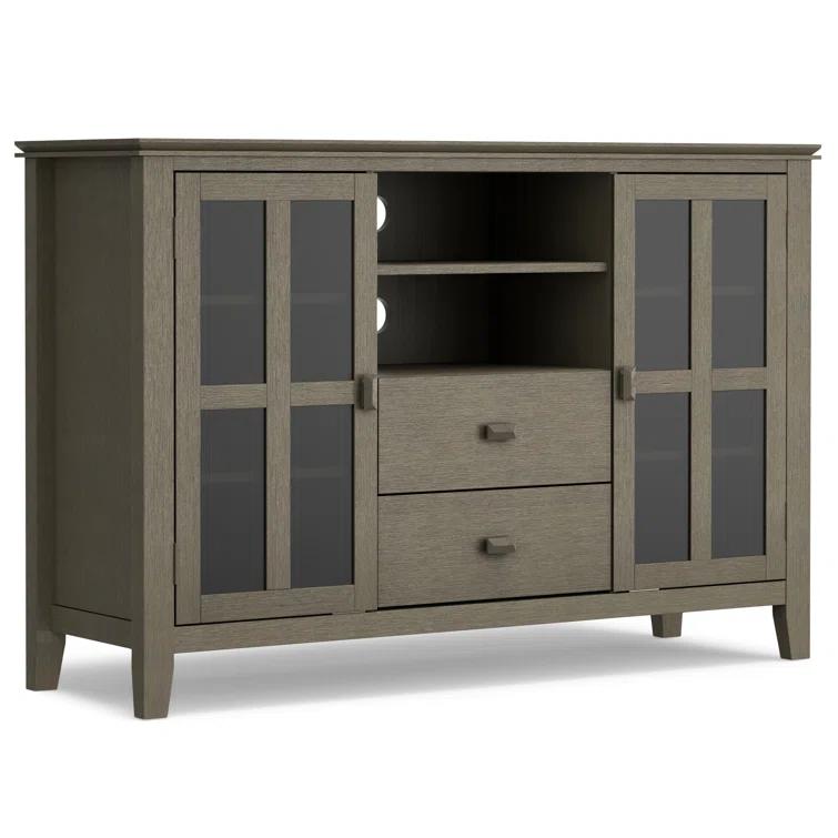 Simpli Home Artisan 53"W Solid Wood Contemporary Tall TV Stand for TVs up to 60" with Adjustable Shelves
