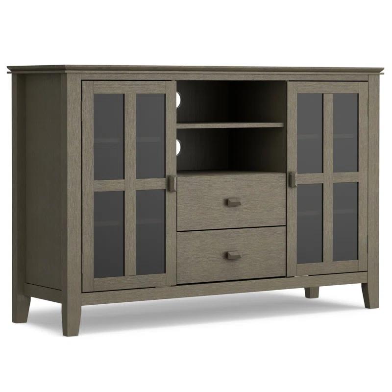 Simpli Home Artisan 53"W Solid Wood Contemporary Tall TV Stand for TVs up to 60" with Adjustable Shelves