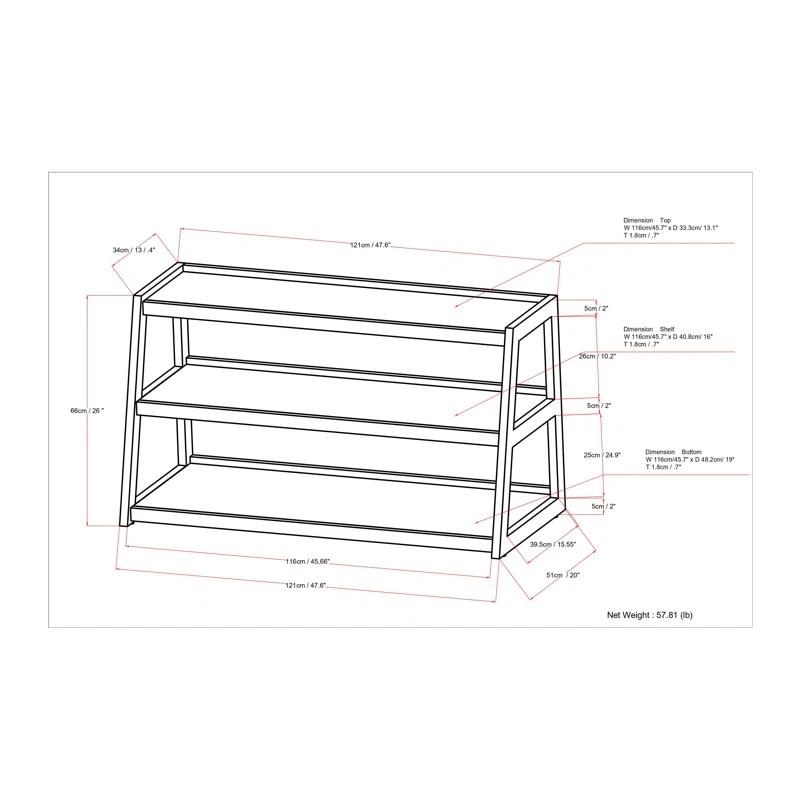 Simpli Home Sawhorse  Industrial 48 inch Wide SOLID WALNUT WOOD and Metal TV Media Stand