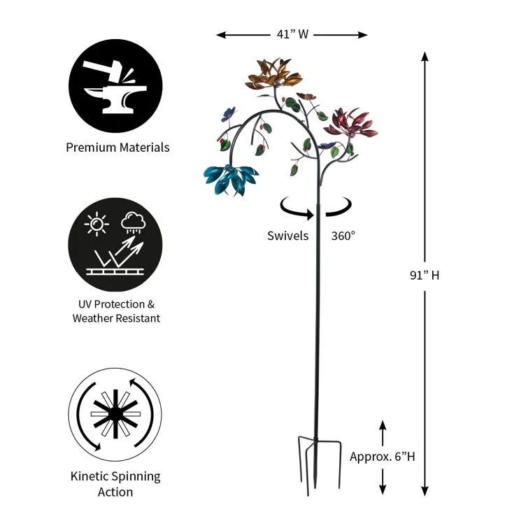 Red Barrel Studio® Siller 91 in. Flowers Wind Spinner Garden Stake