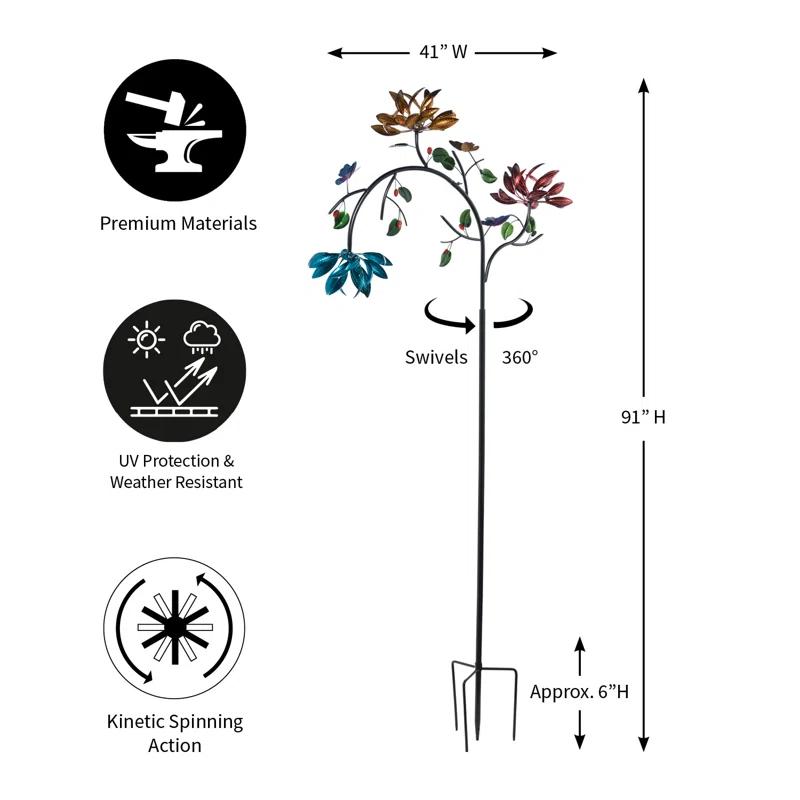 Red Barrel Studio® Siller 91 in. Flowers Wind Spinner Garden Stake
