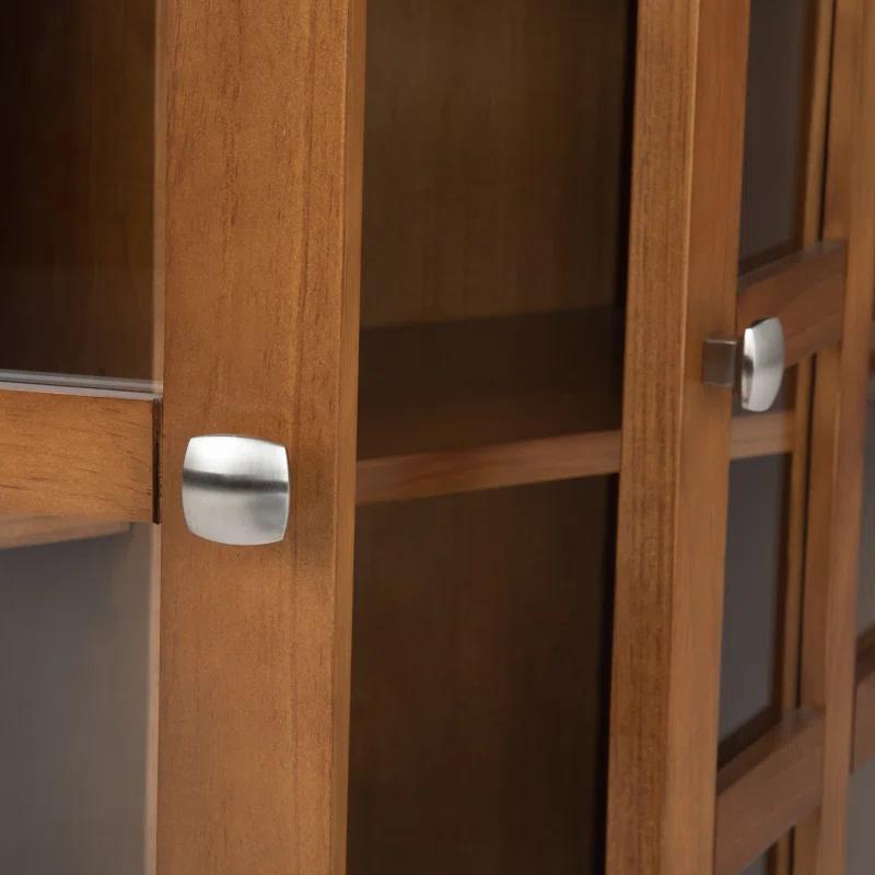 Simpli Home Acadian 36"W Solid Wood 2-Shelf Entryway Storage Cabinet with Glass Doors and 2 Drawers