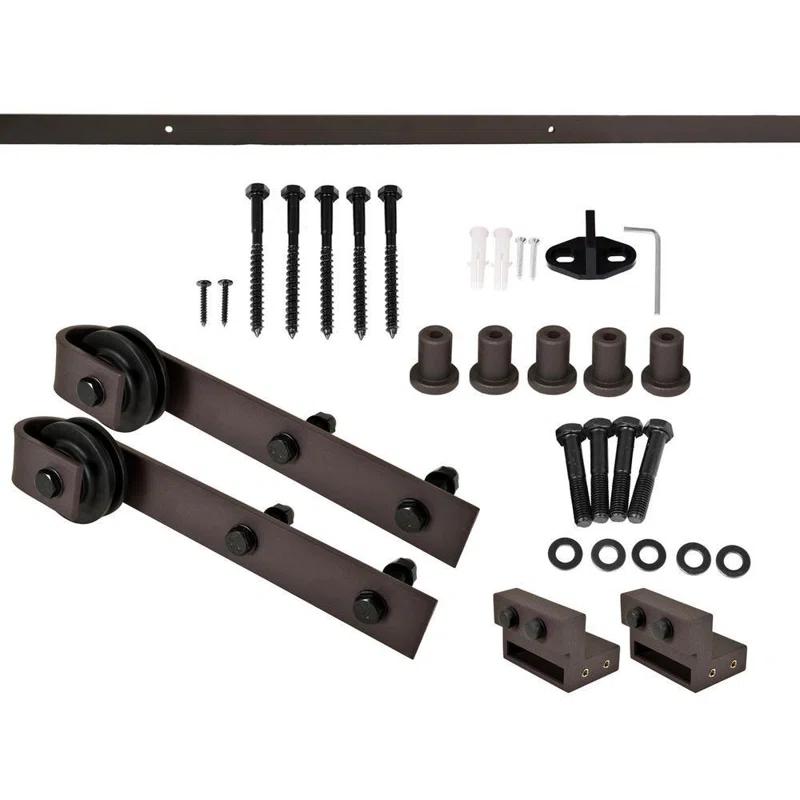 Calhome Paneled Manufactured Wood And Metal Barn Door With Installation Hardware Kit