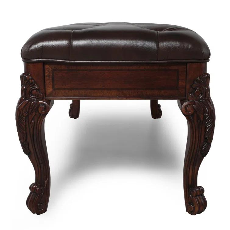 A.R.T. Old World Genuine Leather Upholstered Storage Bench