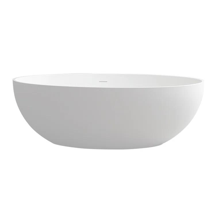 CASAINC Monaco 67 inch White Big Freestanding Stone Solid Surface Bathtub CA-MJ39327