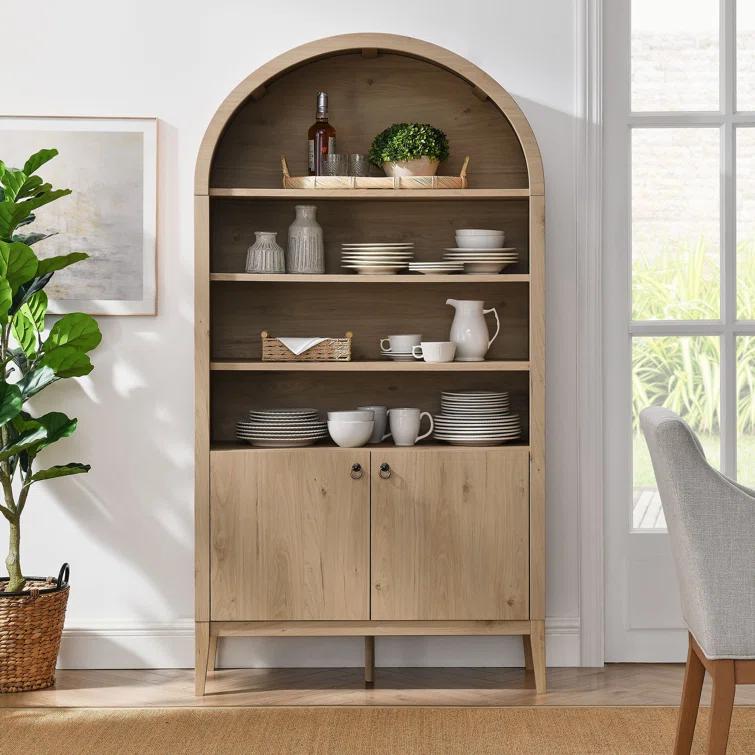 Modway Nolan 74" Tall Arched Storage Display Cabinet Bookshelf