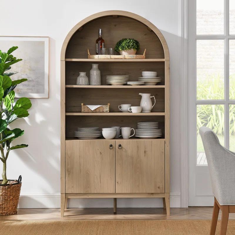 Modway Nolan 74" Tall Arched Storage Display Cabinet Bookshelf