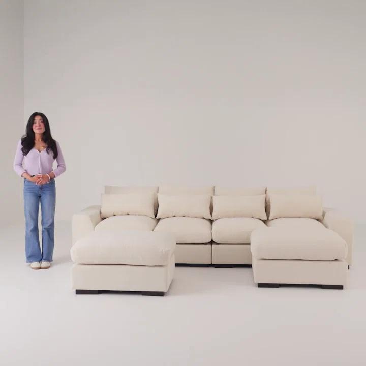 Biaggio Linen Blend Sectional with 2 Ottomans,Sectional Couch