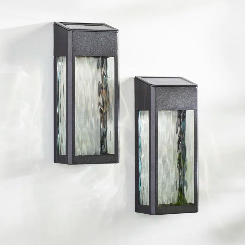 Classy Caps Black Powder Coated Aluminum Solar Powered Integrated LED Metal Deck Light (Set of 2)