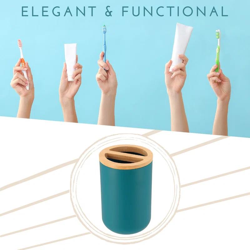 Evideco PADANG Toothbrush Holder & Toothpaste Holder with Bamboo Top