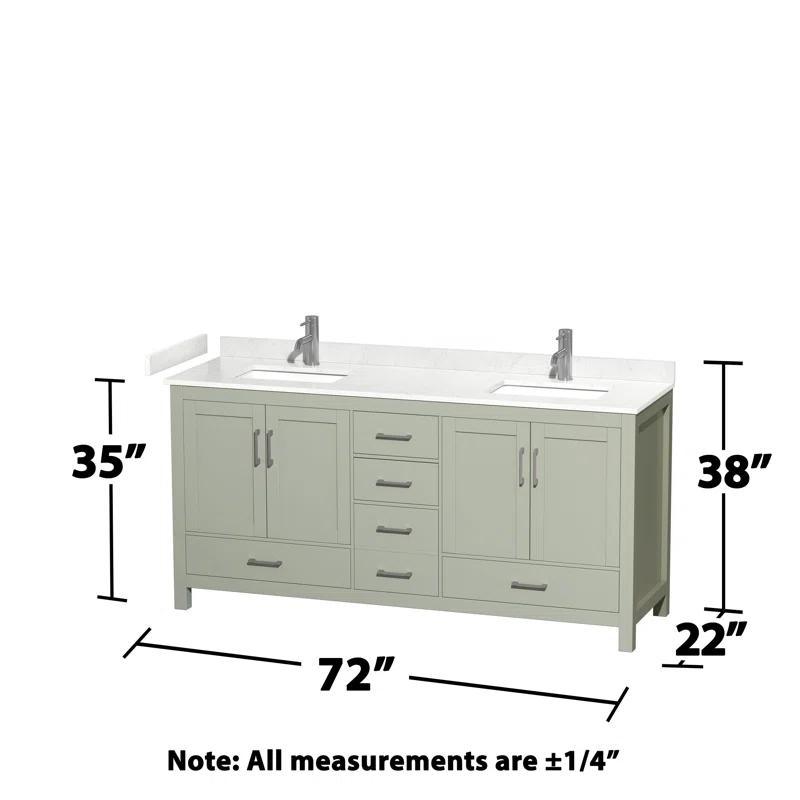 Wyndham Collection Sheffield 72" Freestanding Double Bathroom Vanity with Cultured Marble Top