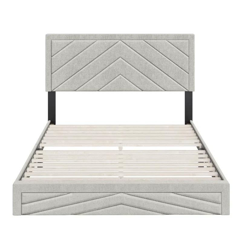 Boyd Sleep Barcelona Linen or Faux Leather Upholstered Platform Bed Frame with Adjustable Headboard, Heavy Duty Slat Support System, No Box Spring Required - Boyd Sleep