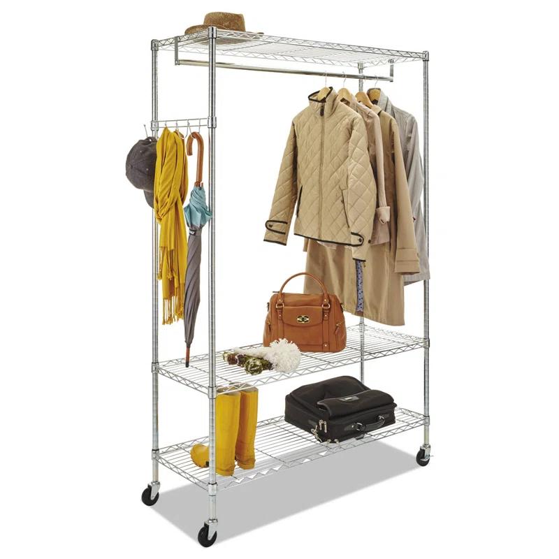 Alera® Wire Shelving Series Metal Rolling Clothing Rack