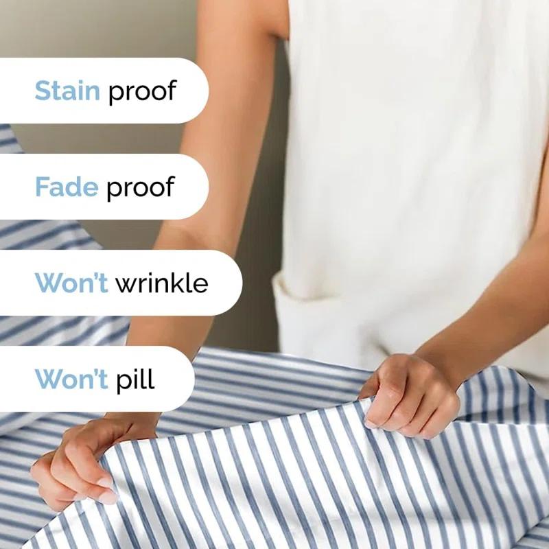 CGK Linens 4 Piece Sheet Set Premium Soft Cooling & Wrinkle Free Stripes Sheet Set