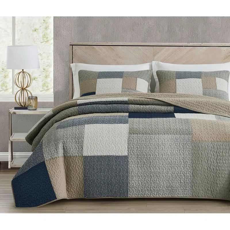 Chezmoi Collection Addy Cotton Patchwork Quilt Set