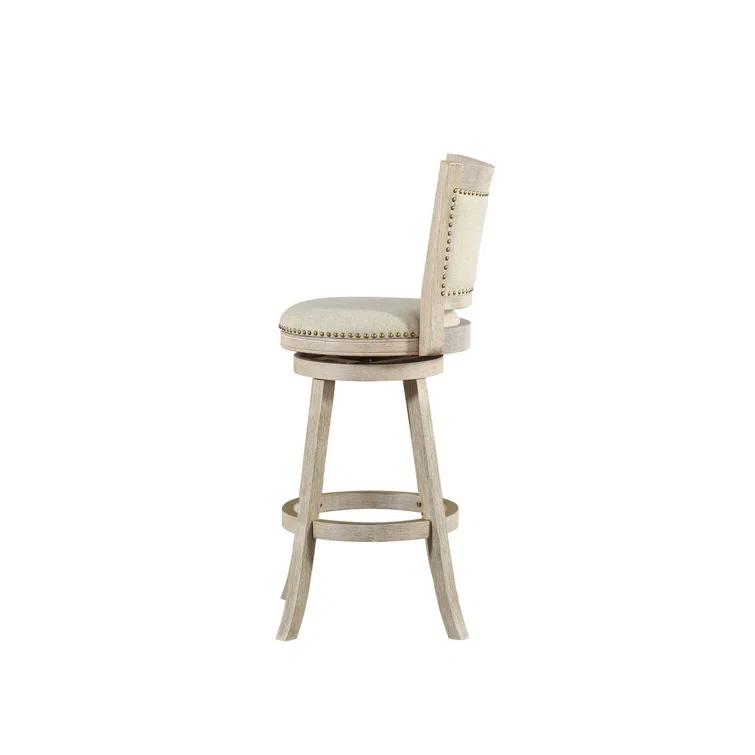 Dovecove Falken Swivel Upholstered Counter Stool with Solid Wood Frame