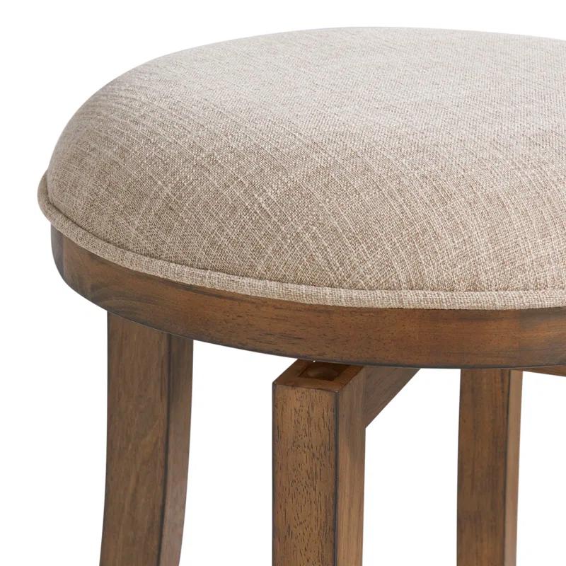 Alaterre Ellie Upholstered Swivel Bar Stool Chairs with Padded Seat and Back, Rubberwood Frame with Metal Kick Plate