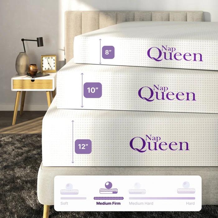 Nap Queen Charlotte, Bamboo Charcoal Infused Medium Firm Memory Foam Mattress