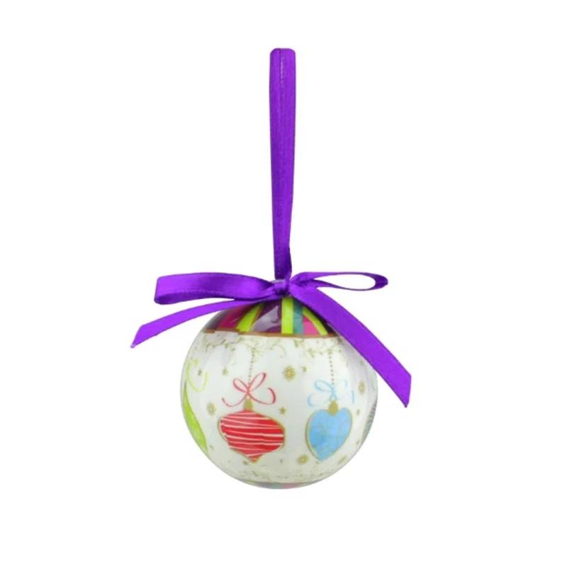 Northlight Seasonal 10ct Purple and White Shatterproof Decoupage Christmas Ball Ornaments 1.75" (40mm) & Reviews | Wayfair