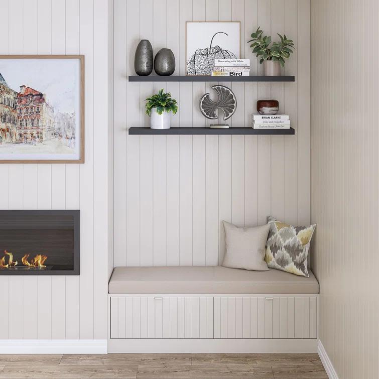 Ballucci Miami 48" W x 8" D Floating Shelves Set with Invisible Wall Mount Brackets (Set of 2)