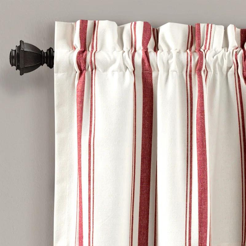 Lush Decor Farmhouse Stripe Striped Ruffled 52'' W Window Valance