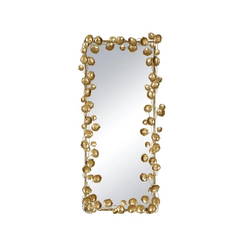 Rosdorf Park 61" X 31" Full Length Mirror With Golden Leaf Accents, Floor Miiror For Living Room Bedroom