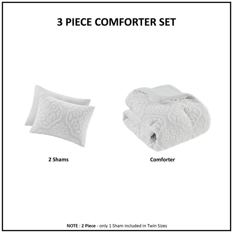 510 Design Everly 3 Piece Tufted Woven Medallion Comforter Set