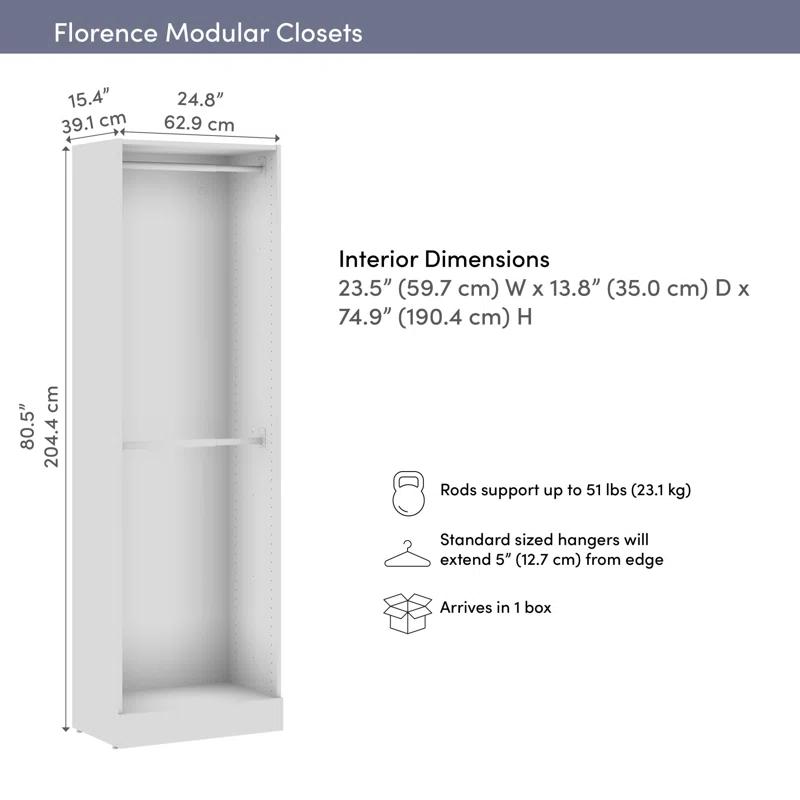 Bestar Florence 25W X 16D Modular Double Hanging Closet System Tower