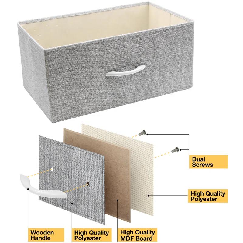 Sorbus Sorbus 8 Drawers Wide Dresser with Steel Frame, Wood Top, and Fabric Bins in White