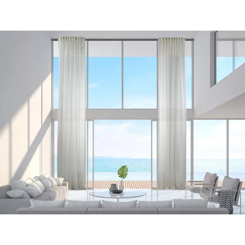 Extra Wide & Extra Long Faux Silk Crep Chifon Sheer Curtain Panels (Set of 2)