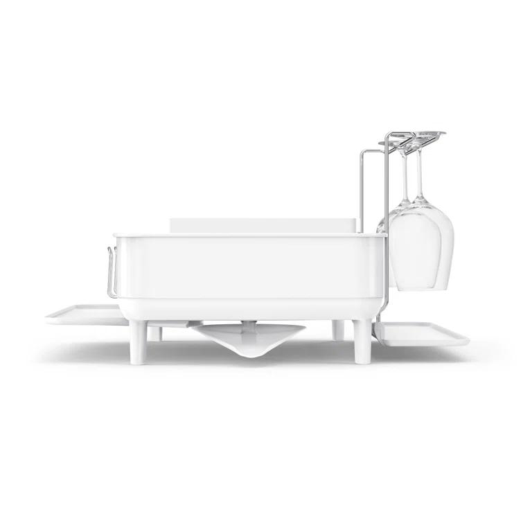 Simplehuman Kitchen Dish Drying Rack, White Steel