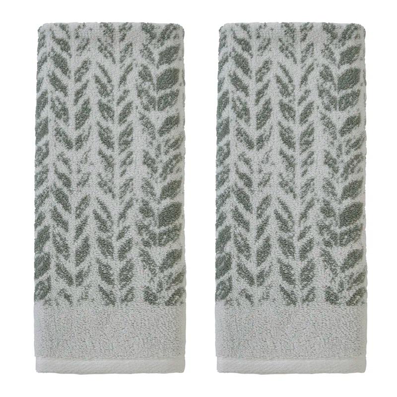 Gracie Oaks Gracie Oaks Distressed Leaves Hand Towel (Set of 2)