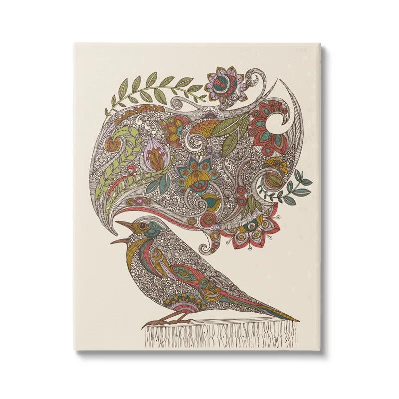 Stupell Industries " Song Bird Complex Paisley Patterns Botanical Leaves " by Valentina Harper