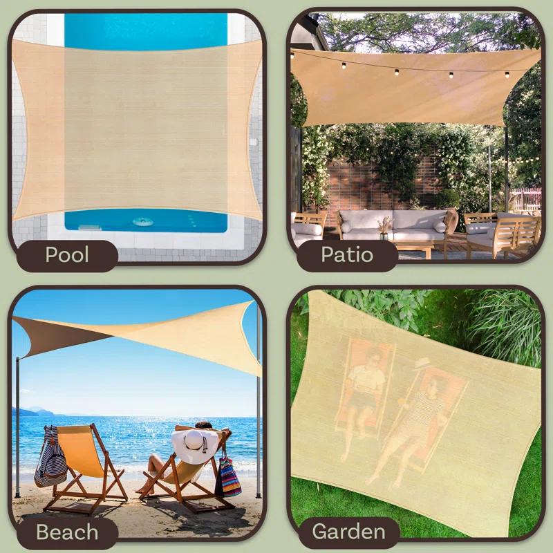 Pure Garden Sun Shade Canopy - 10x13ft Curved Rectangle Sun Shade Sail with UV Protection - Sun Shades Outdoor Patio or Pool Canopy - Sunshades for Patio, Yard, Deck or Outdoor Activities by Pure Garden