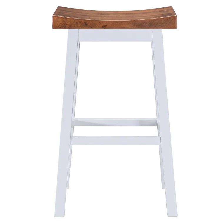 LuXeo LuXeo Lakewood Solid Wood Saddle Barstool (Set of 2)