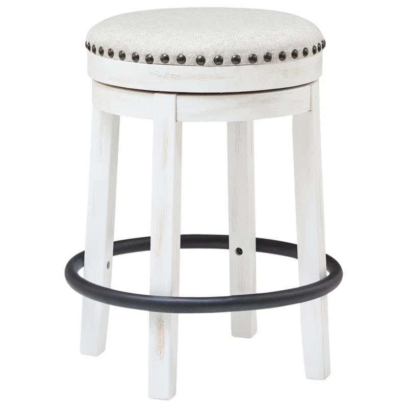 August Grove® Daiah Swivel Upholstered Counter Stool with Solid Wood Frame