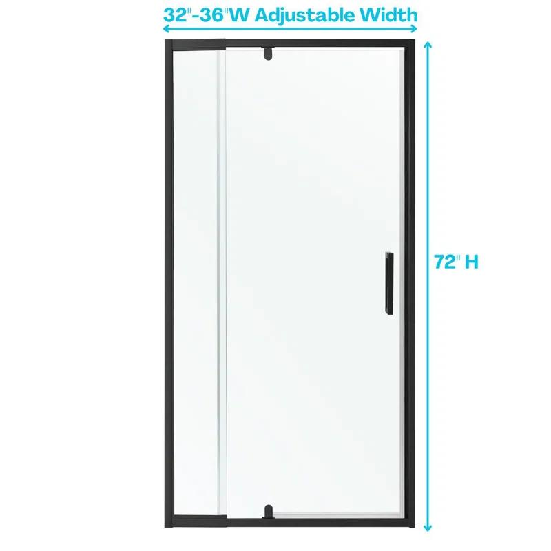 36 in.W - 72 in.H Pivot Shower Door with Clear Glass and Stainless Steel Handle