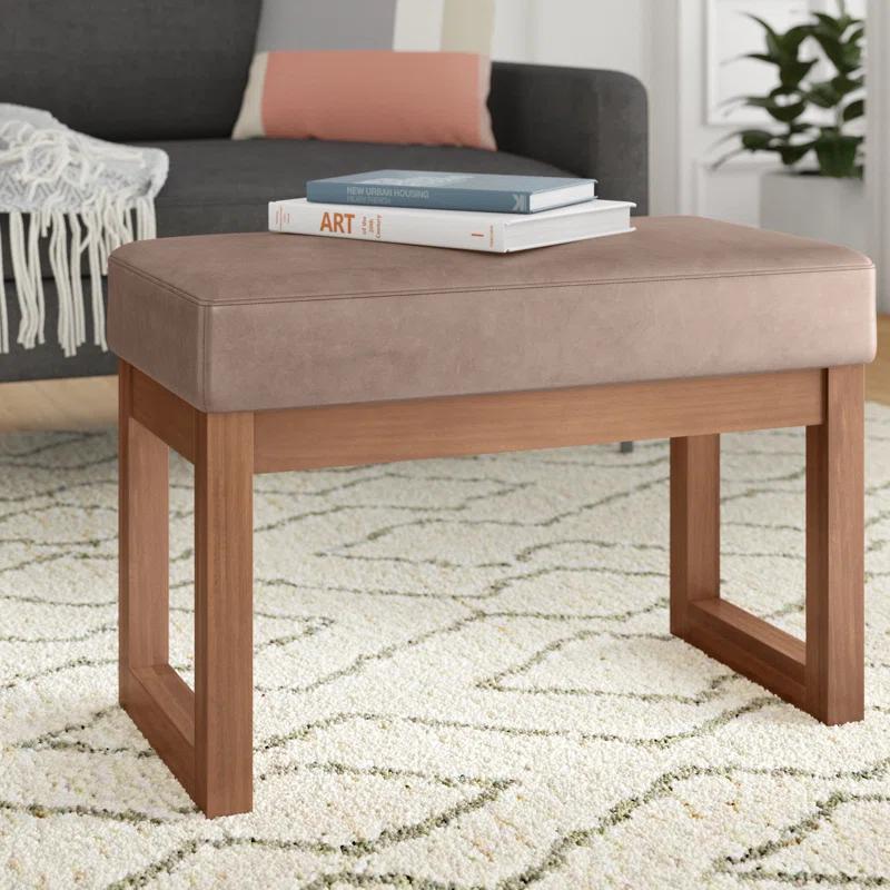 Simpli Home Milltown Ottoman Bench with Upholstered Seat and Solid Wood Frame