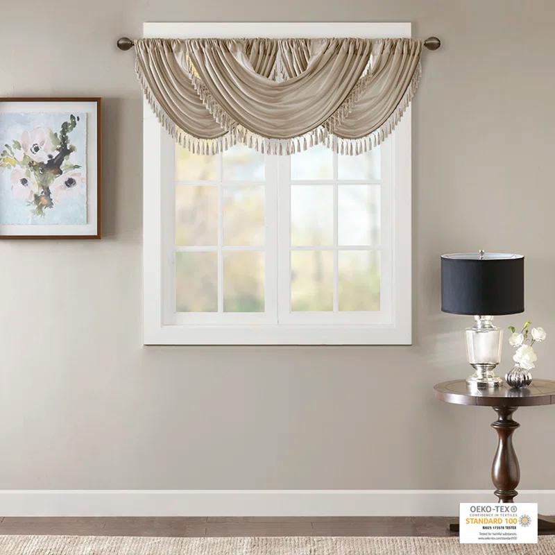 Madison Park Elena Faux Silk Waterfall Embellished 38'' W Window Valance